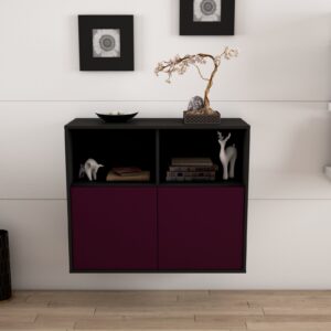 Sideboard - Camilla - Design Farbakzent - Wandmontiert mit Push to open  92 cm Anthrazit - Front Gelb  Bestellnummer:2020100456