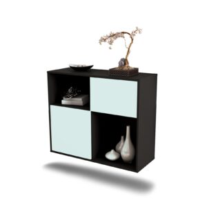 Sideboard - Carola - Design Farbakzent - Wandmontiert mit Push to open  92 cm Anthrazit - Front Mint  Bestellnummer:2020101271