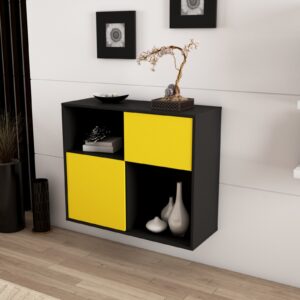 Sideboard - Carola - Design Farbakzent - Wandmontiert mit Push to open  92 cm Anthrazit - Front Lila  Bestellnummer:2020101273