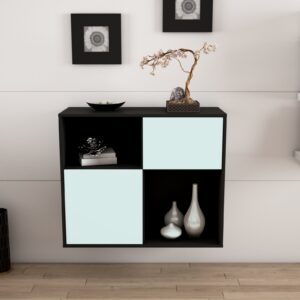 Sideboard - Carola - Design Farbakzent - Wandmontiert mit Push to open  92 cm Anthrazit - Front Rot  Bestellnummer:2020101275