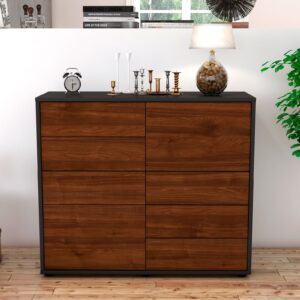 Sideboard - Circe - Design Holzdekor - Freistehend mit Push to open  92 cm Anthrazit - Front Eiche  Bestellnummer:2020103165