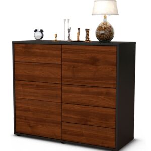 Sideboard - Circe - Design Holzdekor - Freistehend mit Push to open  92 cm Anthrazit - Front Zeder  Bestellnummer:2020103168