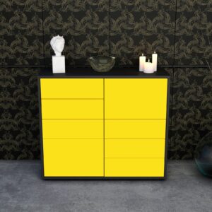 Sideboard - Circe - Design Farbakzent - Freistehend mit Push to open  92 cm Anthrazit - Front Mint  Bestellnummer:2020103175