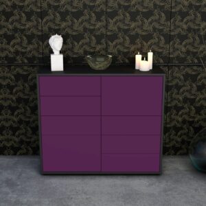 Sideboard - Circe - Design Farbakzent - Freistehend mit Push to open  92 cm Anthrazit - Front Gelb  Bestellnummer:2020103176