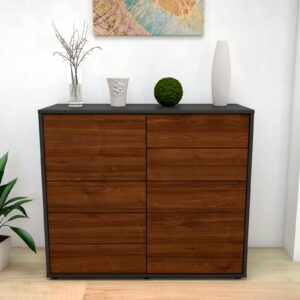 Sideboard - Clarissa - Design Holzdekor - Freistehend mit Push to open  92 cm Anthrazit - Front Treibholz  Bestellnummer:2020103271