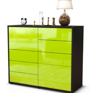 Sideboard - Clarissa - Design Hochglanz - Freistehend mit Push to open  92 cm Anthrazit - Front Orange  Bestellnummer:2020103272