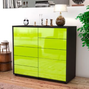 Sideboard - Clarissa - Design Hochglanz - Freistehend mit Push to open  92 cm Anthrazit - Front Wei?  Bestellnummer:2020103274