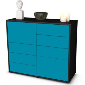 Sideboard - Clarissa - Design Farbakzent - Freistehend mit Push to open  92 cm Anthrazit - Front Mint  Bestellnummer:2020103277