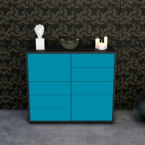 Sideboard - Clarissa - Design Farbakzent - Freistehend mit Push to open  92 cm Anthrazit - Front Gelb  Bestellnummer:2020103278