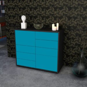 Sideboard - Clarissa - Design Farbakzent - Freistehend mit Push to open  92 cm Anthrazit - Front Lila  Bestellnummer:2020103279