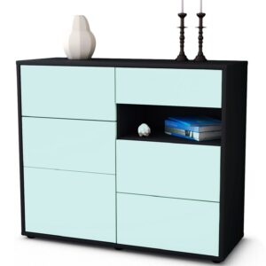 Sideboard - Dariella - Design Farbakzent - Freistehend mit Push to open  92 cm Anthrazit - Front Lila  Bestellnummer:2020106033