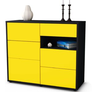 Sideboard - Dariella - Design Farbakzent - Freistehend mit Push to open  92 cm Anthrazit - Front T?rkis  Bestellnummer:2020106034