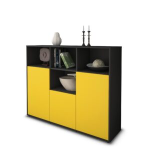 Highboard - Mia - Design Farbakzent - Freistehend mit Push to Open 136 cm Anthrazit - Front T?rkis  Bestellnummer:2030202770