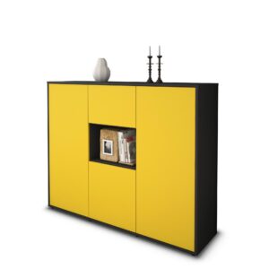 Highboard - Pippa - Design Farbakzent - Freistehend mit Push to Open 136 cm Anthrazit - Front Mint  Bestellnummer:2030207765