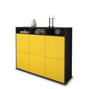 Highboard - Sara - Design Farbakzent - Freistehend mit Push to Open 136 cm Anthrazit - Front T?rkis  Bestellnummer:2030211848