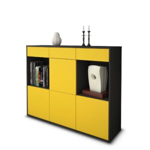 Highboard - Selena - Design Farbakzent - Freistehend mit Push to Open 136 cm Anthrazit - Front Mint  Bestellnummer:2030212151