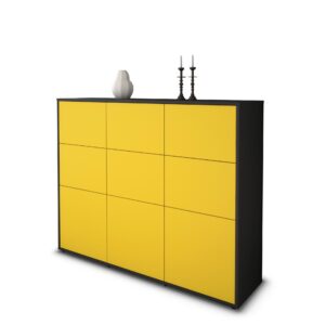 Highboard - Silvana - Design Farbakzent - Freistehend mit Push to Open 136 cm Anthrazit - Front T?rkis  Bestellnummer:2030212868