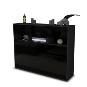 Highboard - Teresa - Design Hochglanz - Freistehend mit Push to Open 136 cm Anthrazit - Front Gr?n  Bestellnummer:2030214393