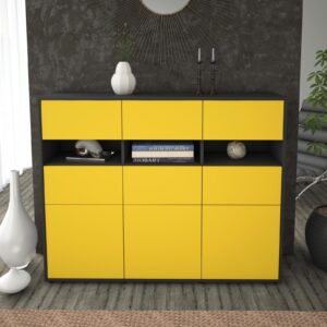 Highboard - Teresa - Design Farbakzent - Freistehend mit Push to Open 136 cm Anthrazit - Front Mint  Bestellnummer:2030214395