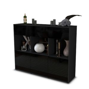 Highboard - Tessa - Design Hochglanz - Freistehend mit Push to Open 136 cm Anthrazit - Front Gr?n  Bestellnummer:2030214597