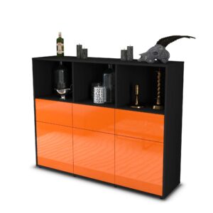 Highboard - Theresia - Design Hochglanz - Freistehend mit Push to Open 136 cm Anthrazit - Front Gr?n  Bestellnummer:2030214699