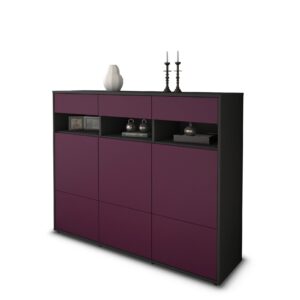 Highboard - Tosca - Design Farbakzent - Freistehend mit Push to Open 136 cm Anthrazit - Front Lila  Bestellnummer:2030215315