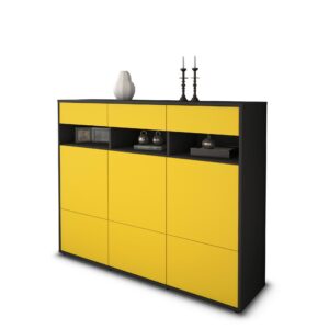 Highboard - Tosca - Design Farbakzent - Freistehend mit Push to Open 136 cm Anthrazit - Front T?rkis  Bestellnummer:2030215316