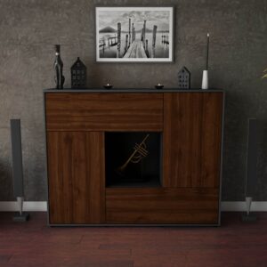 Highboard - Veronica - Design Holzdekor - Freistehend mit Push to Open 136 cm Anthrazit - Front Eiche  Bestellnummer:2030216527