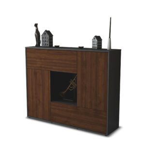 Highboard - Veronica - Design Holzdekor - Freistehend mit Push to Open 136 cm Anthrazit - Front Zeder  Bestellnummer:2030216530