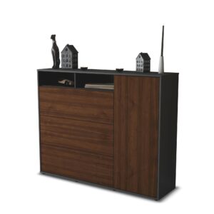 Highboard - Vita - Design Holzdekor - Freistehend mit Push to Open 136 cm Anthrazit - Front Zeder  Bestellnummer:2030217346