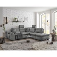 Alija Luxus-Schlafsofa mit verstellbarer Armlehne und Nosagfederung in Samtoptik – Wählbar in Silver