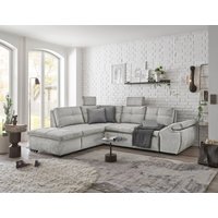 Alija Luxus-Schlafsofa mit verstellbarer Armlehne und Nosagfederung in Samtoptik – Wählbar in Silver