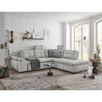 Alija Luxus-Schlafsofa mit verstellbarer Armlehne und Nosagfederung in Samtoptik – Wählbar in Silver