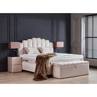 Boxspringbett Jazzlyn inklusive Matratzen Topper & Bettkasten Beige Luxus-Mikrofaser