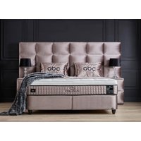 Boxspringbett Cullinan inklusive Matratzen Topper & Bettkasten Beige Luxus-Mikrofaser