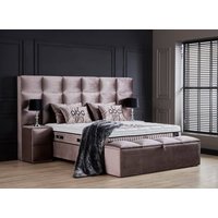 Boxspringbett Cullinan inklusive Matratzen Topper & Bettkasten Beige Luxus-Mikrofaser