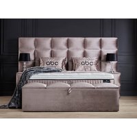 Boxspringbett Cullinan inklusive Matratzen Topper & Bettkasten Beige Luxus-Mikrofaser