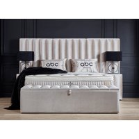 Boxspringbett Oscar inklusive Matratzen Topper & Bettkasten Beige Luxus-Mikrofaser