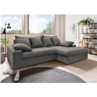 Ecksofa Avellino von Benformato: Stilvolles und komfortables Breitcord-Sofa mit losen Rückenkissen und beidseitiger Montageoption - erhältlich in Grau